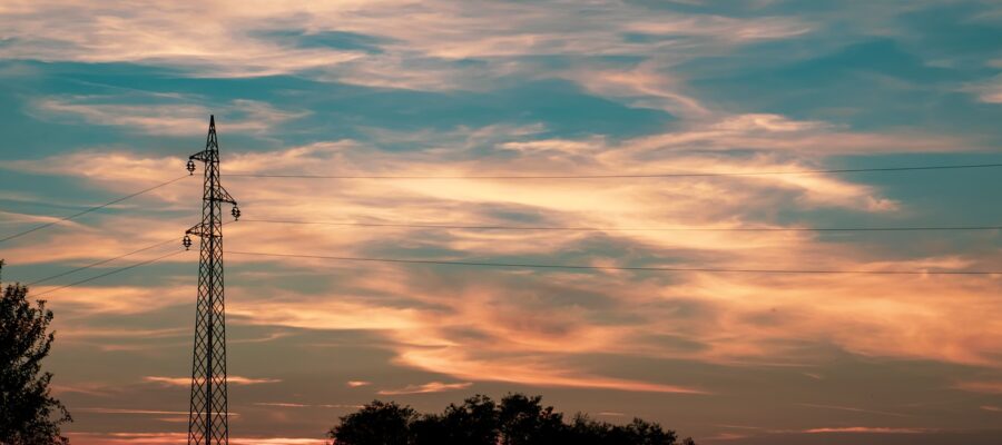 Sunset Sky Pylon Trees Cables  - DjordjeR1982 / Pixabay